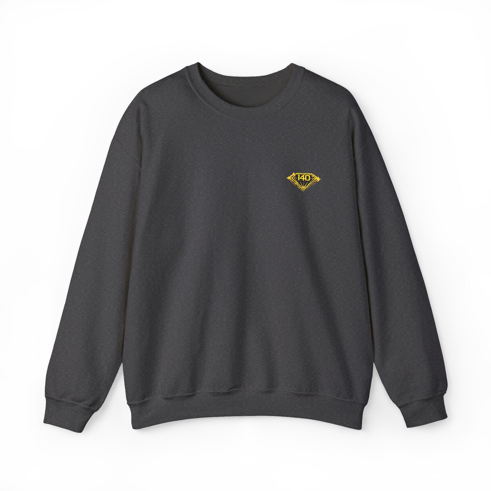 Diamond Heart Crewneck Sweatshirt — Small Yellow Gem Chest Graphic