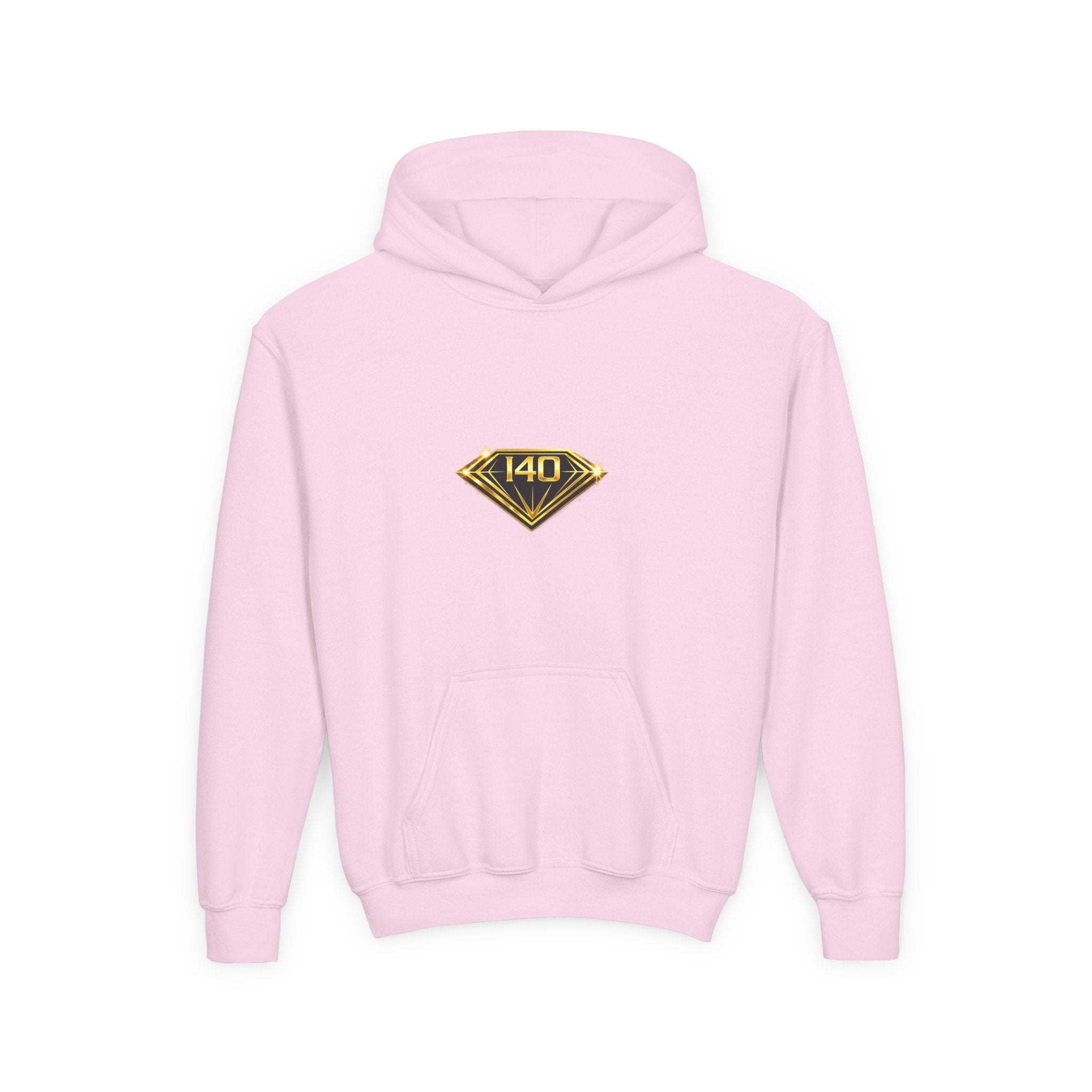 Youth Hoodie with Gold Diamond "140" Emblem — Stylish Kids Pullover