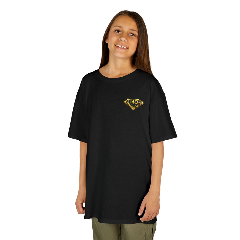 Kids T‑Shirt — Mini Vintage Badge Design (Customizable Back Text)