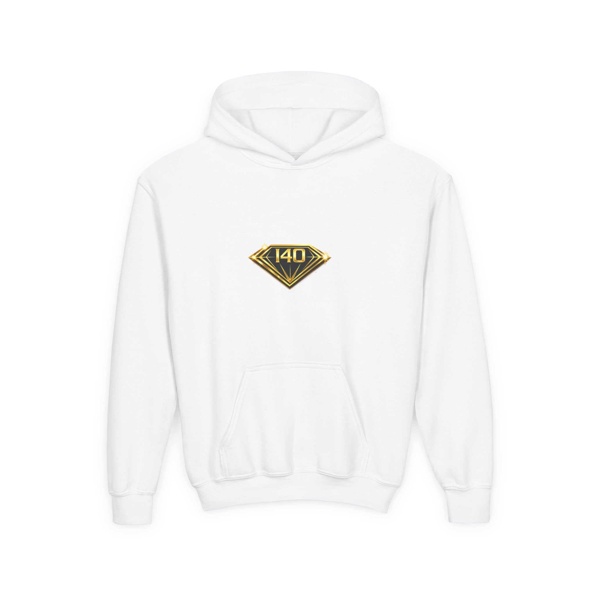 Youth Hoodie with Gold Diamond "140" Emblem — Stylish Kids Pullover