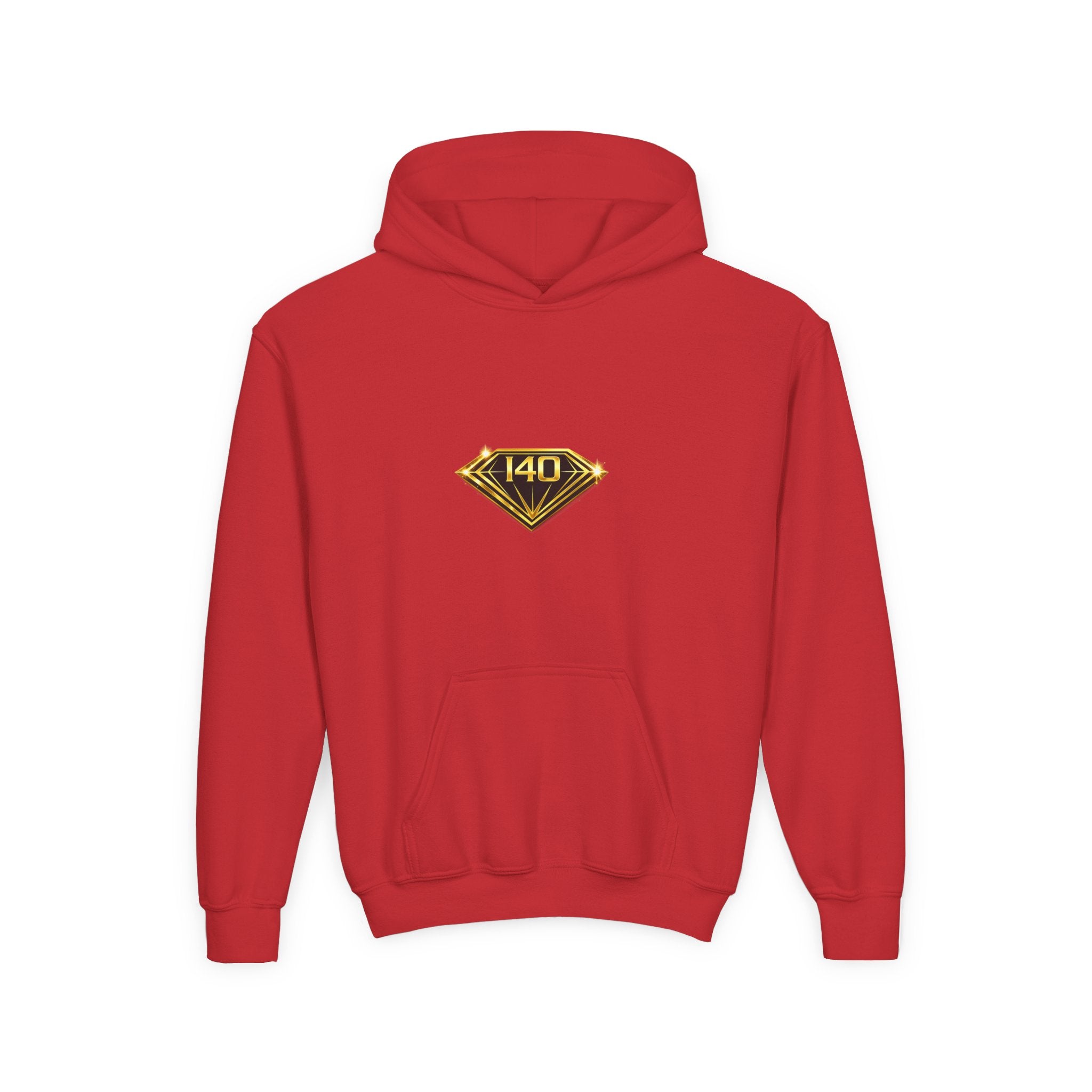 Youth Hoodie with Gold Diamond "140" Emblem — Stylish Kids Pullover