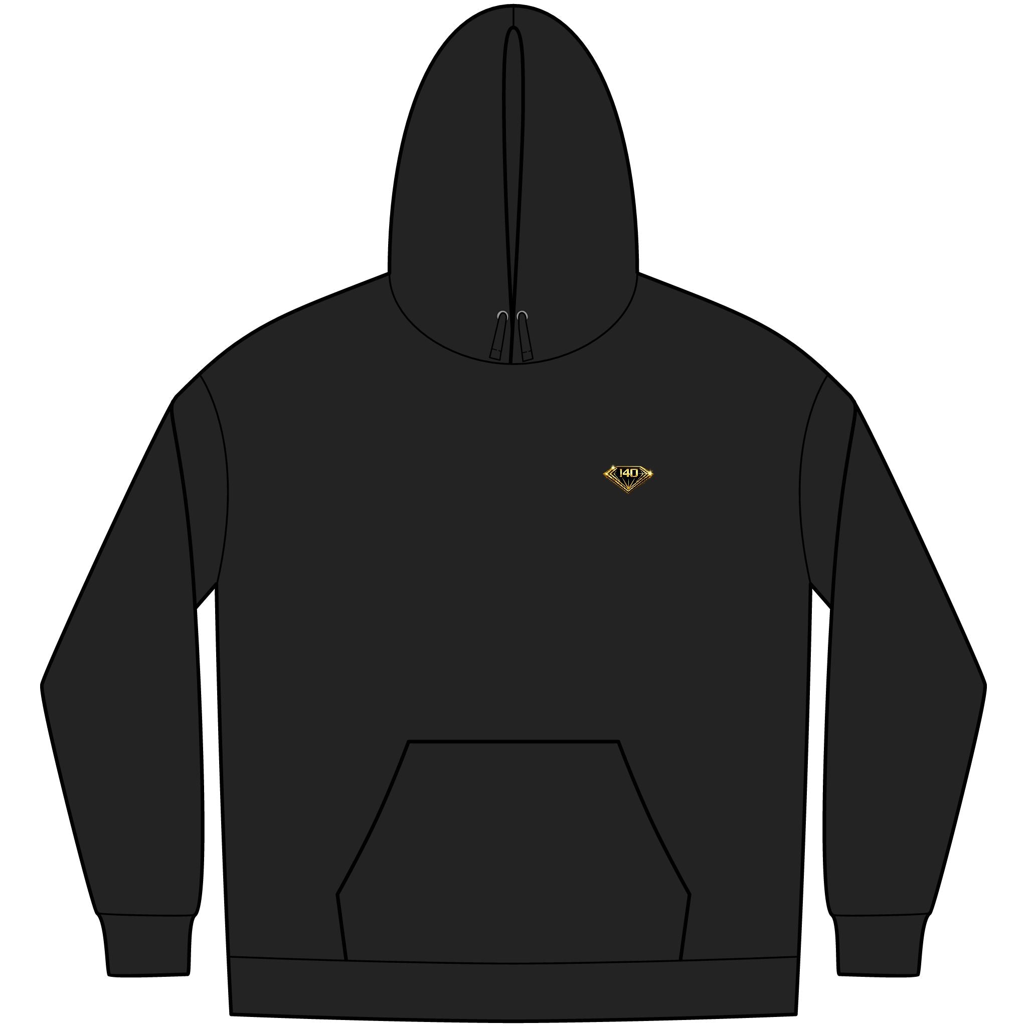 I40 GEMS Men’s Fleece Hoodie – Gold Diamond Logo | Premium Streetwear Essential