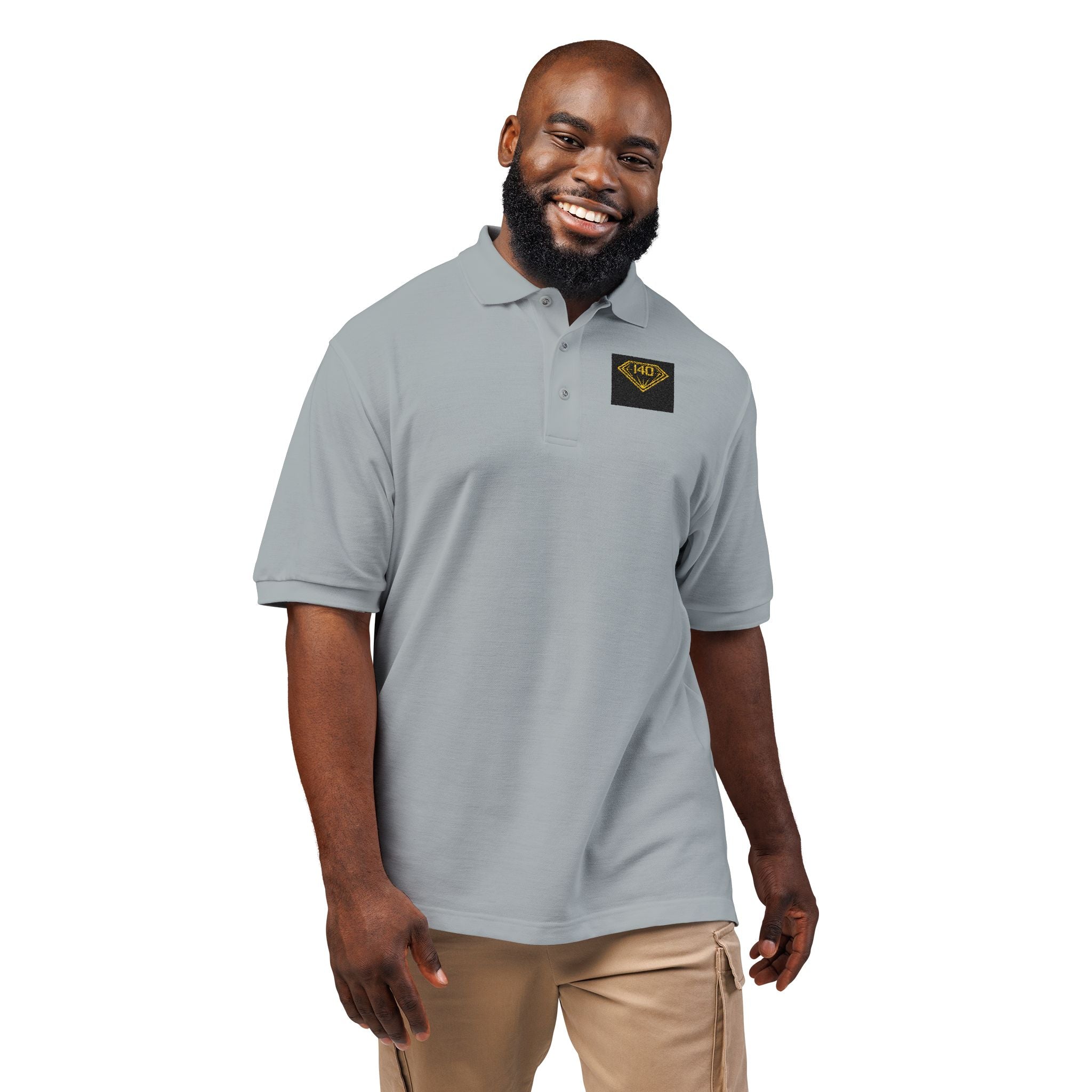 I40 GEMS Executive Polo – Steel Grey / Gold Crest