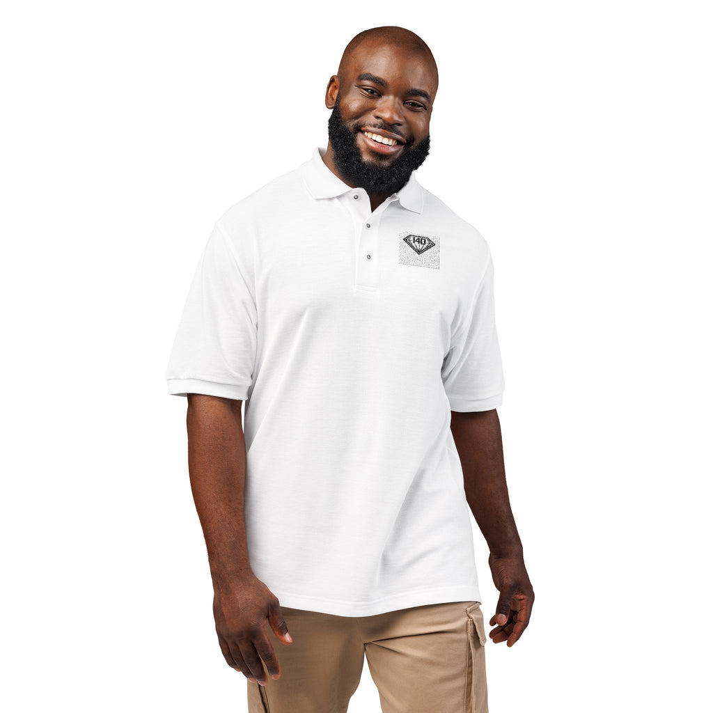 I40 GEMS Executive Polo – White / Black Crest