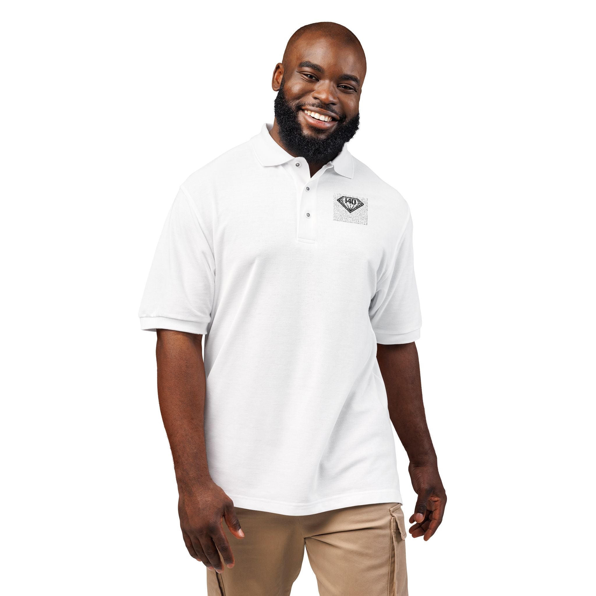 I40 GEMS Executive Polo – White / Black Crest